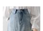 High Rise Washed Denim Mini A-Line Skirt