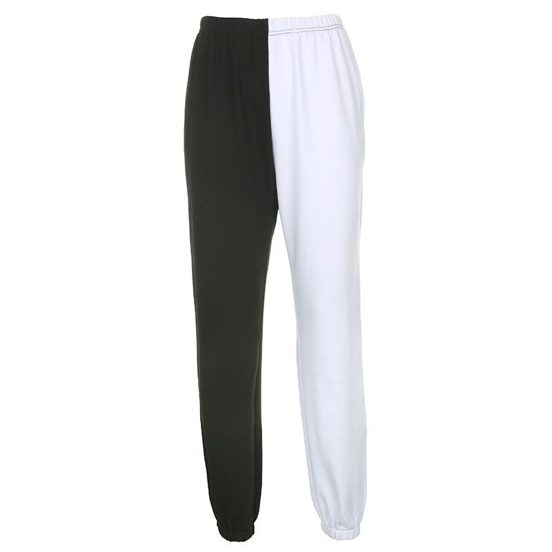 color block sweatpants black and white