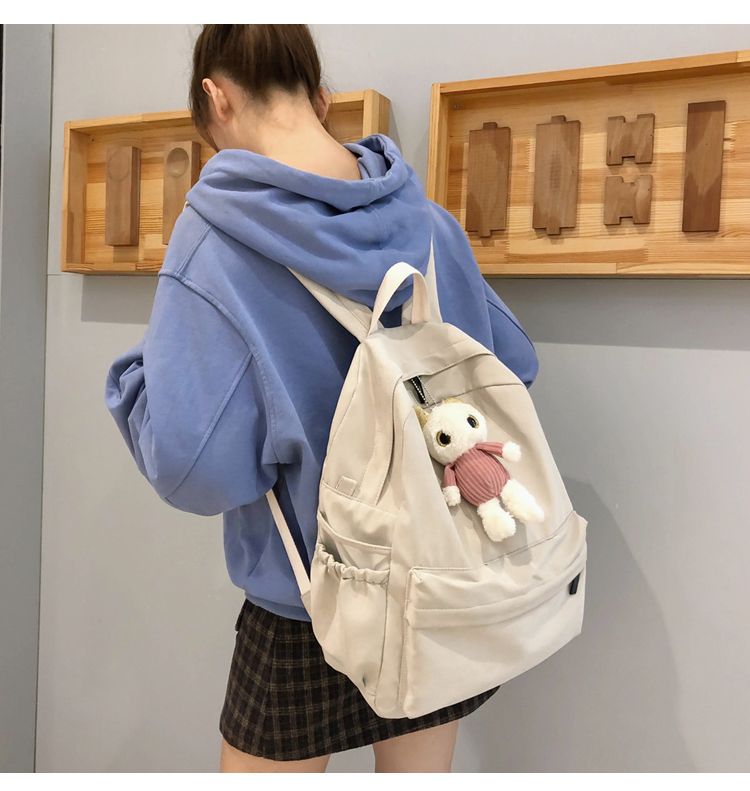 Evanki Plain Cotton Backpack YesStyle