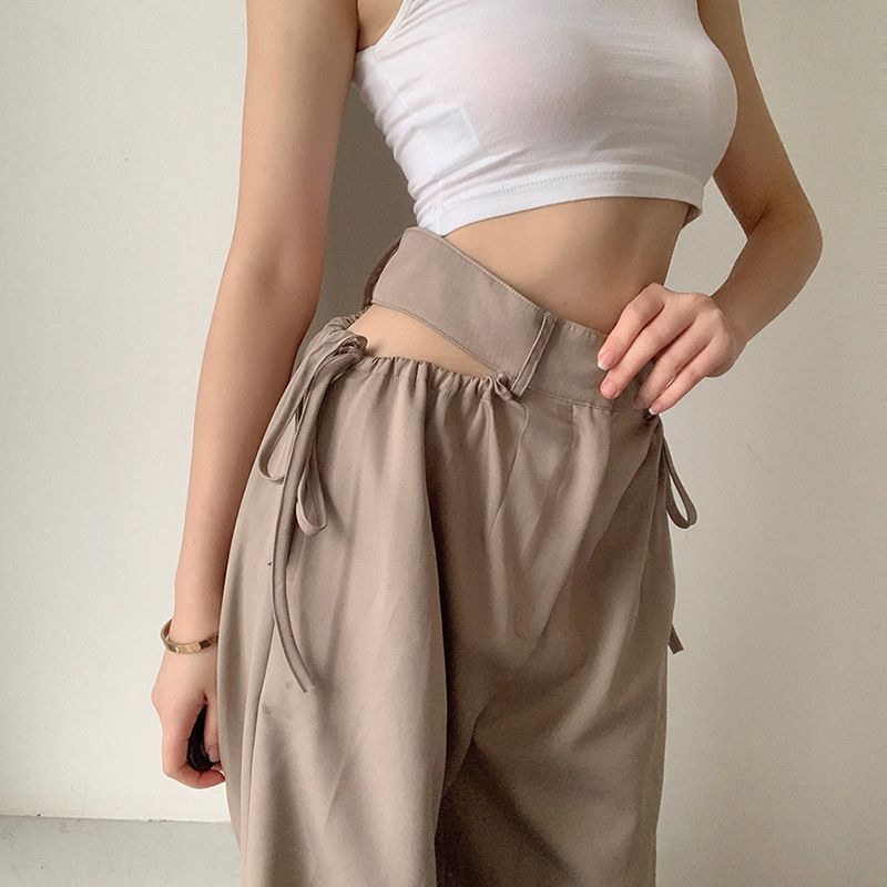 HERMITAKH - High-Waist Cutout Drawstring Wide-Leg Pants | YesStyle