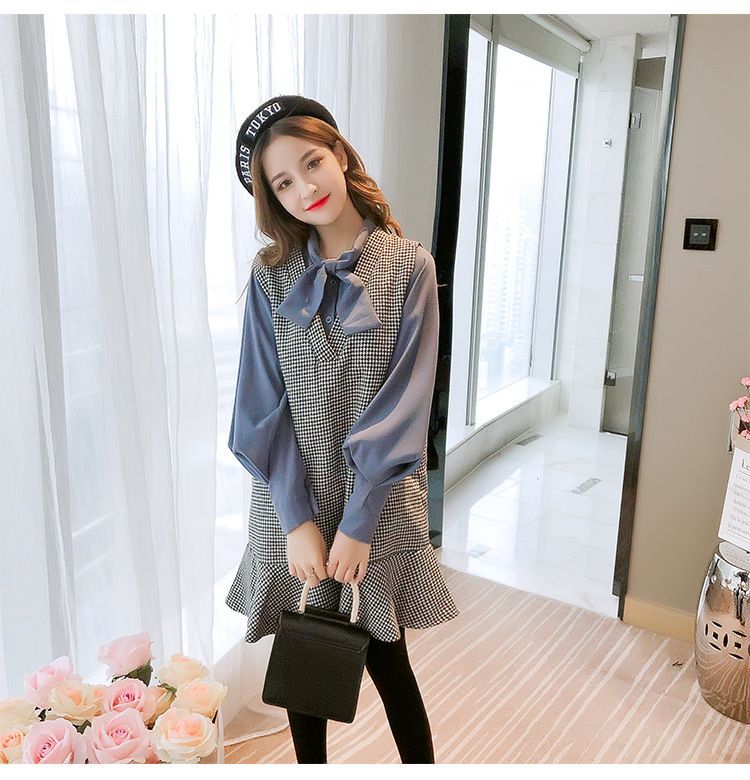 houyhnhnms - 套装: 领结带衬衫   千鸟格背带连衣裙