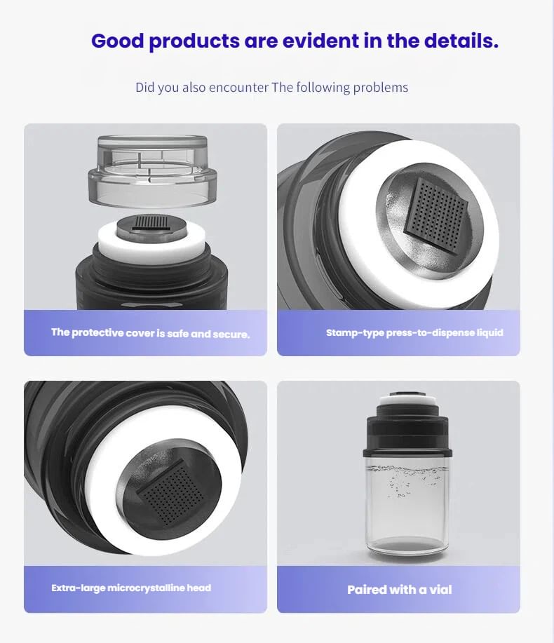 6D Nano Microcrystalline Infusion Head Microneedle Stamp Head 20PCS 9 <h3 class="PDq2pG_selectionAnchorContainer" data-start="438" data-end="525" data-section-id="ud5wjg">Professional Serum Applicator Consumable for 6D Skin Infusion & Cosmetic Treatments</h3> <p data-start="527" data-end="924"><strong data-start="527" data-end="544">Product Type:</strong> 6D Nano Microcrystalline Infusion Head<br data-start="583" data-end="586" /><strong data-start="586" data-end="602">Application:</strong> Professional Facial & Skin Care Treatments<br data-start="645" data-end="648" /><strong data-start="648" data-end="659">Design:</strong> Replaceable Treatment Head / Consumable<br data-start="699" data-end="702" /><strong data-start="702" data-end="714">Options:</strong> 6 Microcrystalline Configurations<br data-start="748" data-end="751" /><strong data-start="751" data-end="770">Particle Sizes:</strong> 100 μm / 150 μm / 185 μm / 225 μm / 300 μm / Rounded Crystal<br data-start="831" data-end="834" /><strong data-start="834" data-end="842">Use:</strong> Compatible 6D infusion equipment and corresponding professional treatment systems</p> 6D Nano Microcrystalline Infusion Head Microneedle Stamp Head 20PCS