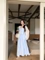 Spaghetti Strap Bow Plain Maxi A-Line Dress / Plain Cardigan