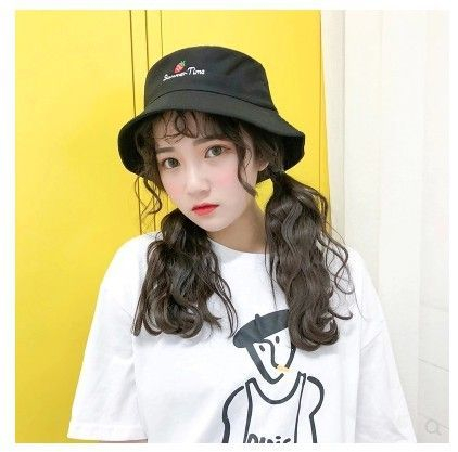Strawberry Embroidered Bucket Hat 