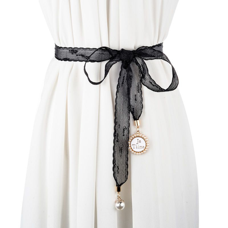 Palmi - Faux Pearl Lace Sash Belt 