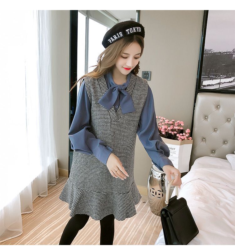 houyhnhnms - 套装: 领结带衬衫   千鸟格背带连衣裙