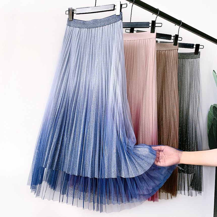 GLITTER KNIT SKIRT WITH ELASTIC WAISTBAND