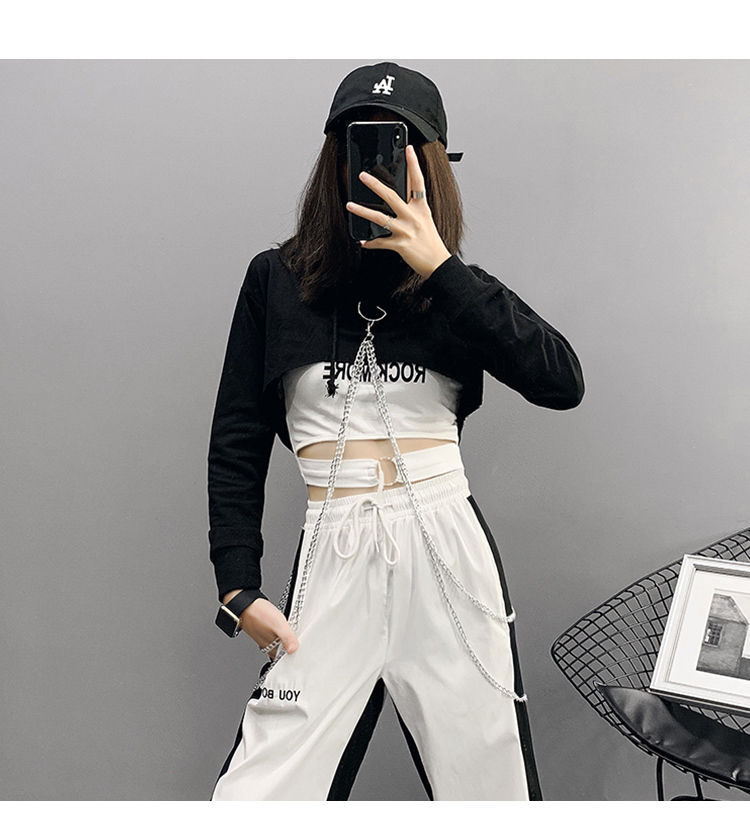 cropped chain hoodie
