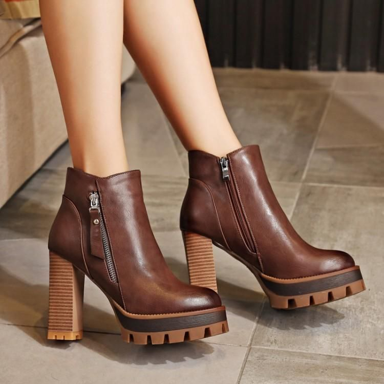 block heel platform ankle boots