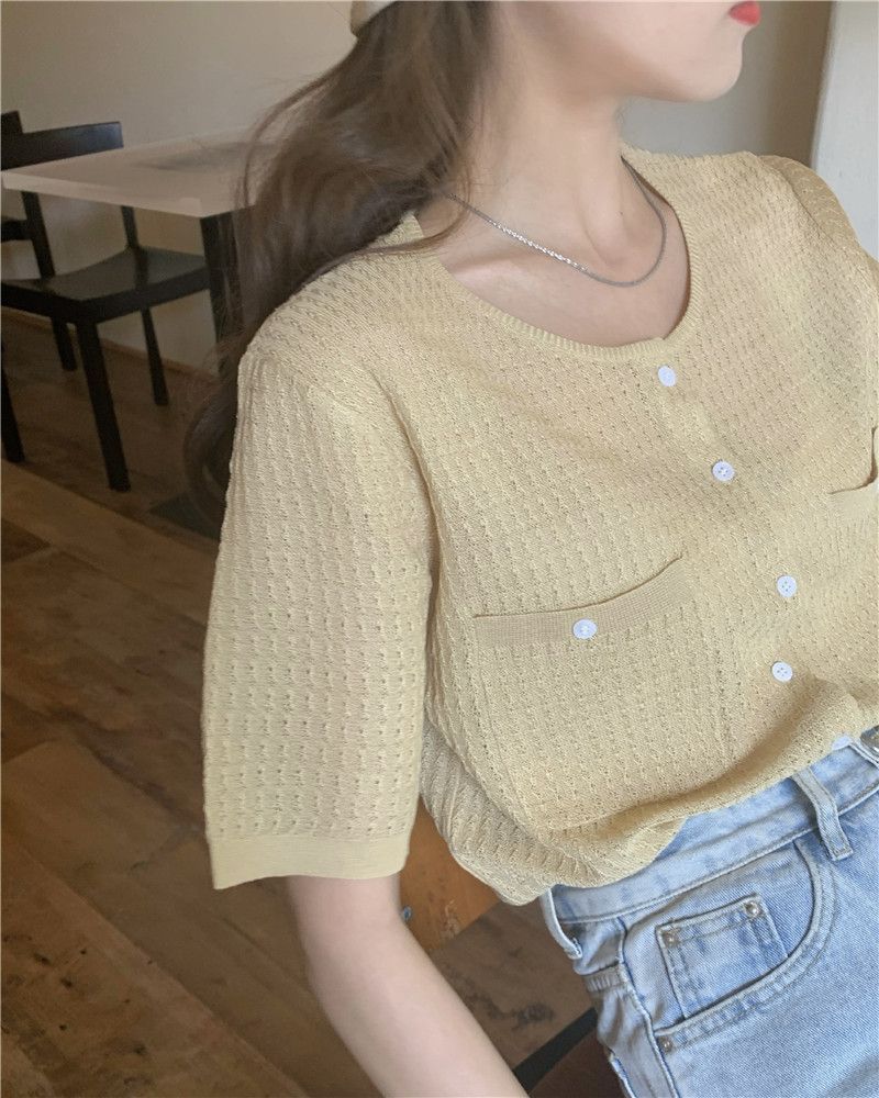 button up knit top