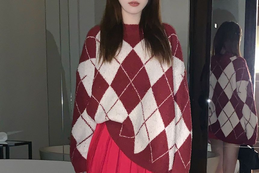oversized argyle sweater