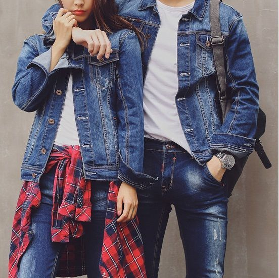 Beautiful couple in denim jacket is posing for photographer  Stock Phot   AFFILIATE denim jacket Beautiful cou  Beautiful couple Couples Denim  jacket