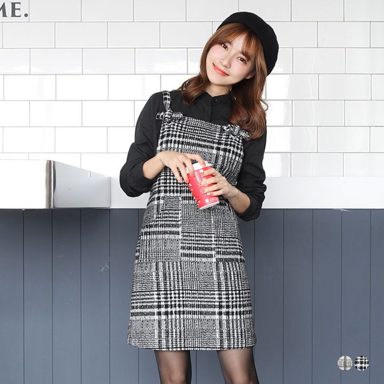 plaid pinafore dress