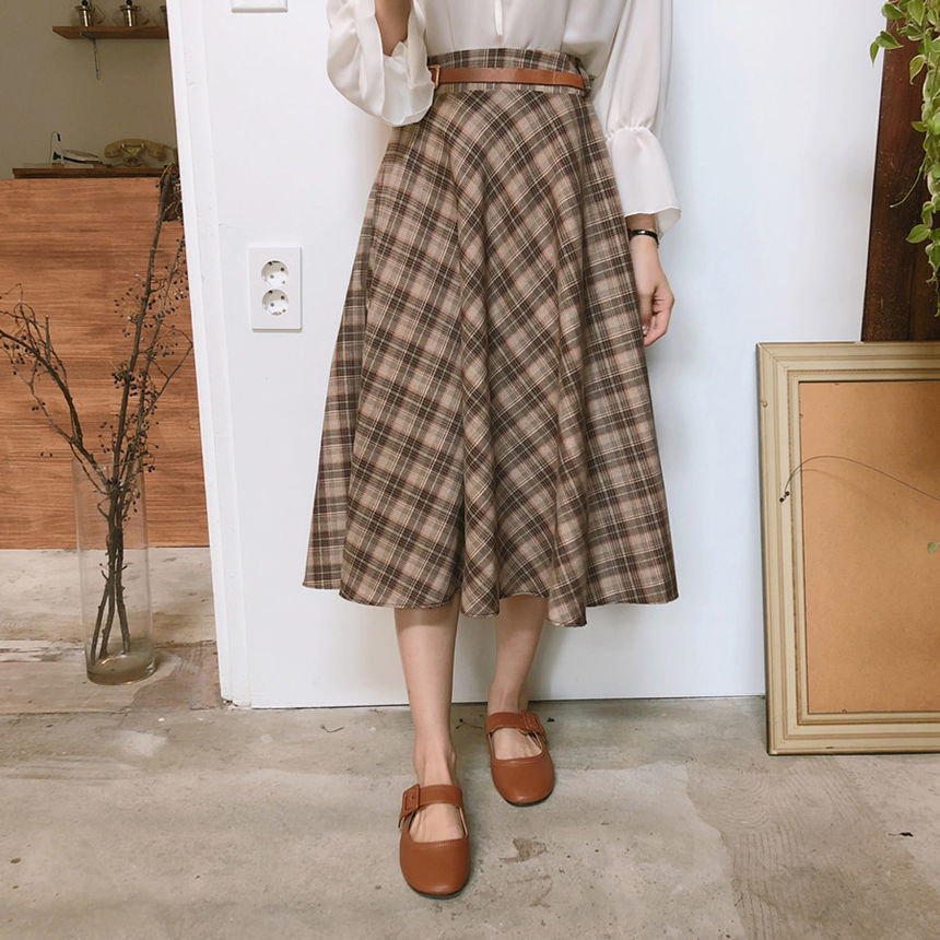 Buy Leoom - Peasant Blouse / Plaid A 