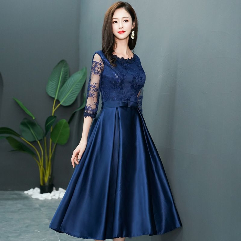 midi evening dress with sleeves