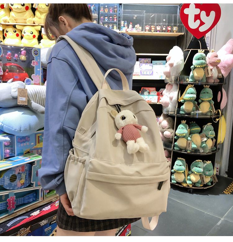 Evanki Plain Cotton Backpack YesStyle