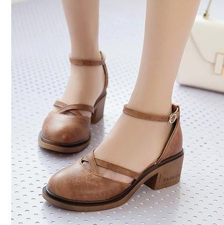 ankle strap heels closed toe