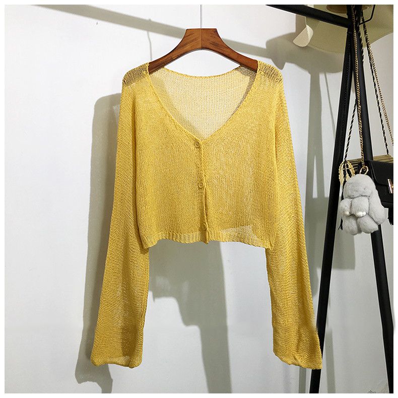 Mackwi - Cropped Mesh-Knit Cardigan | YesStyle