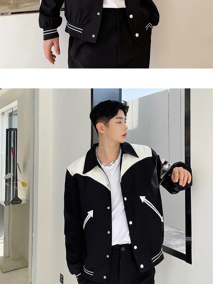 Two-Tone Collared Baseball Jacket 