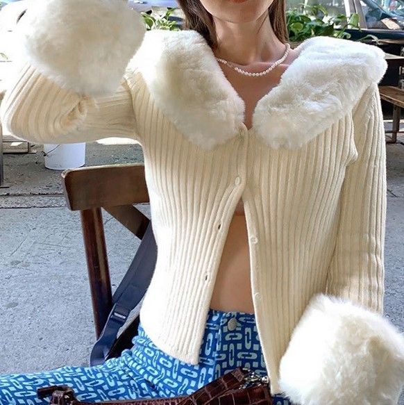 fluffy trim cardigan