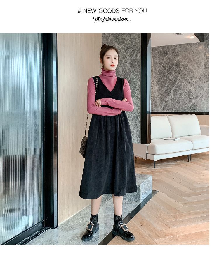 turtleneck and pinafore
