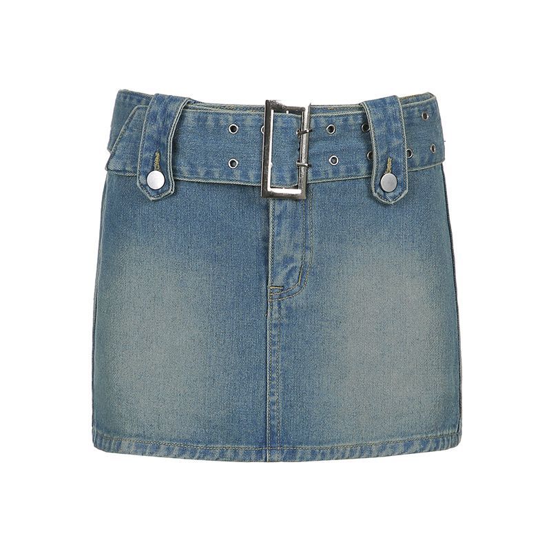 Sosana Buckle Belt Denim Mini Skirt | YesStyle