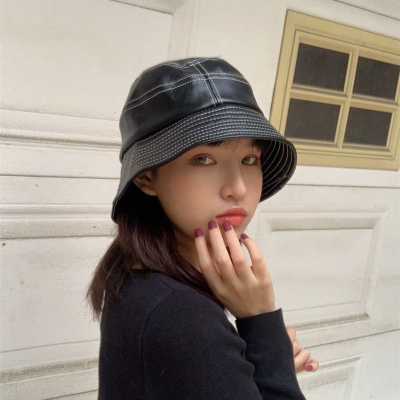 faux leather bucket hat