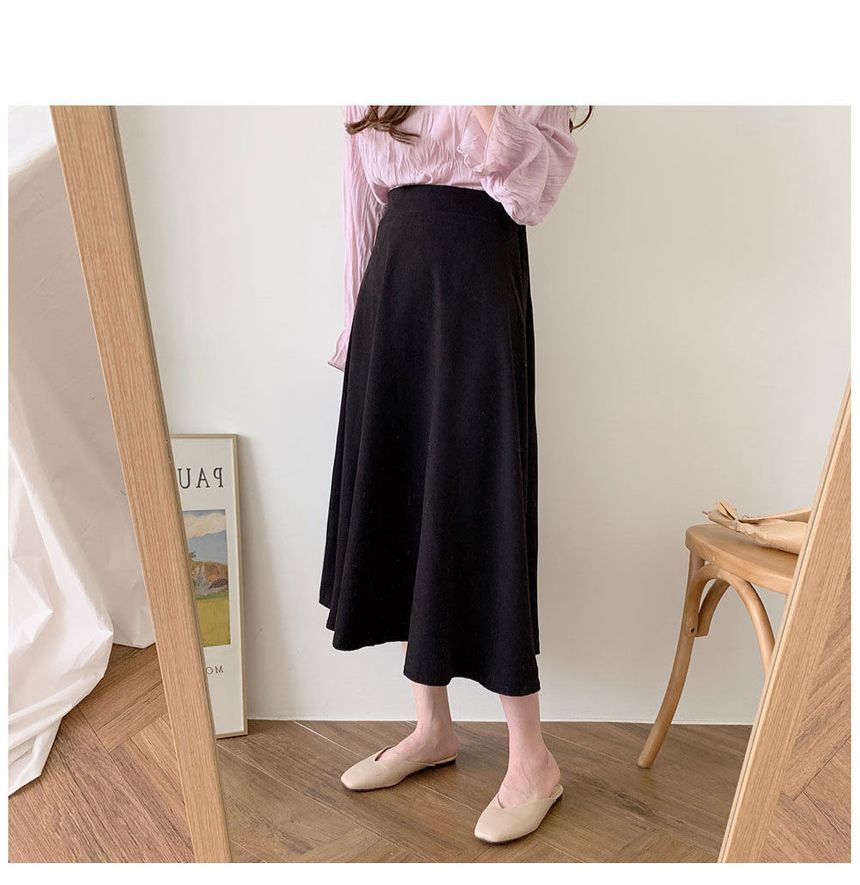 Yunhouse Long-Sleeve Blouse / Plain Midi A-Line Skirt | YesStyle