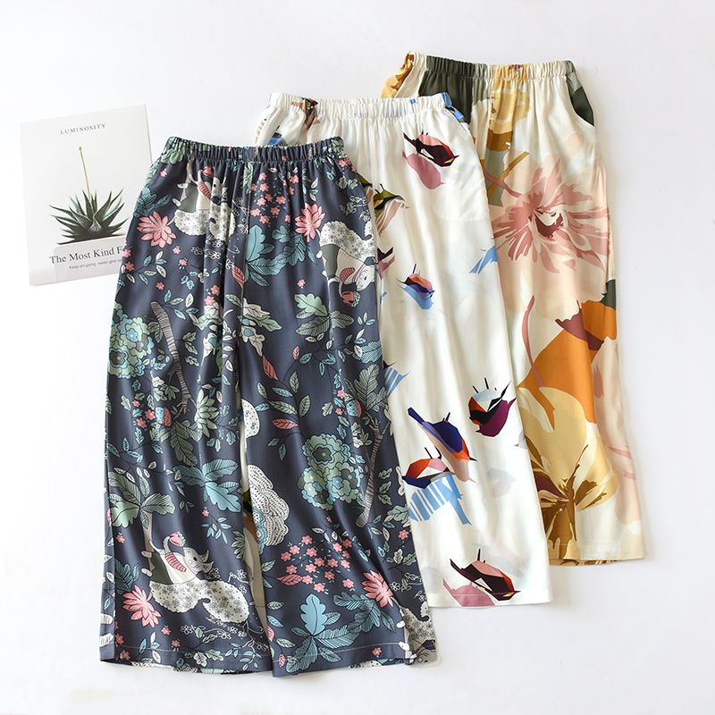 wide leg cropped lounge pants