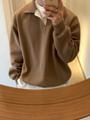 Long-Sleeve Polo-Neck Plain Sweatshirt