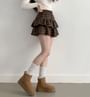 High Waist Plaid Ruffle Hem Tiered Skirt