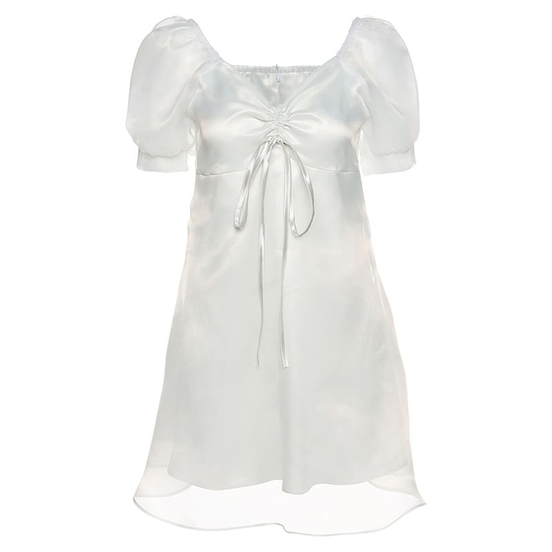HERMITAKH - Puff-Sleeve V-Neck Tie 