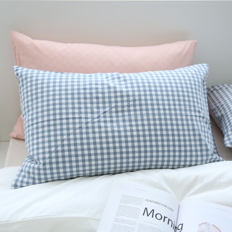 checked pillow case