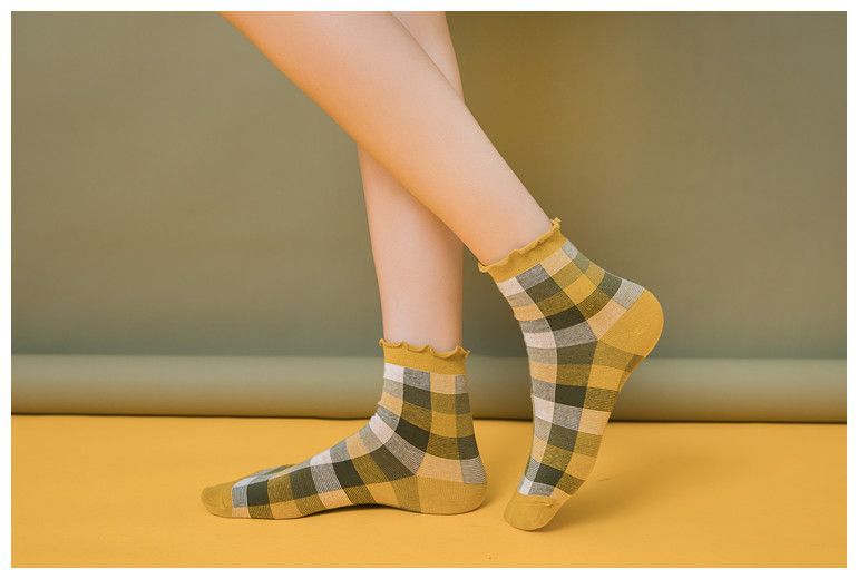 cloud femme - 格纹荷叶边袜子