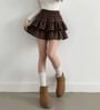 High Waist Plaid Ruffle Hem Tiered Skirt