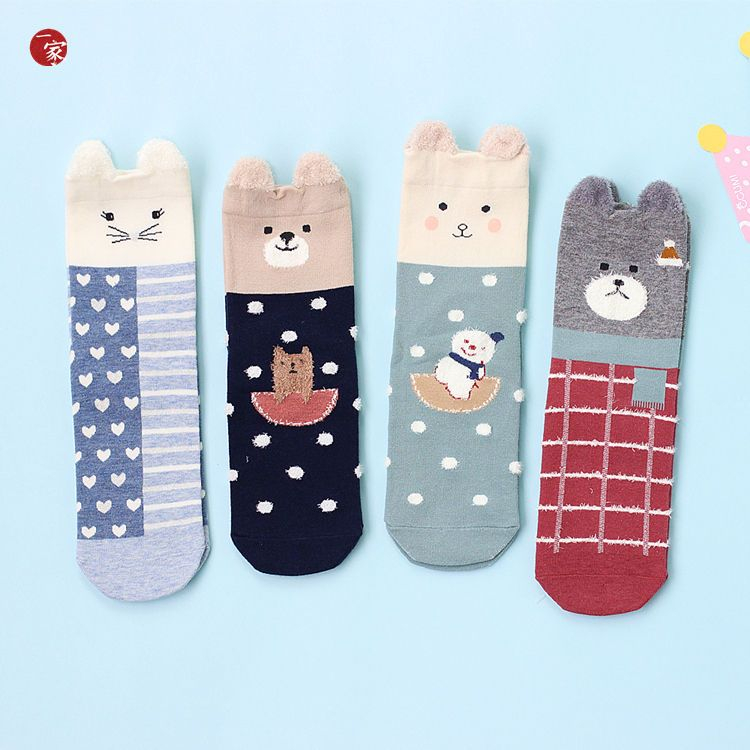 Socka Pair of 4: Ears Printed Socks | YesStyle