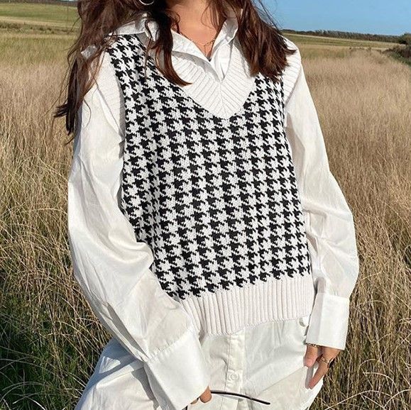 Buy Sosana - Oversized Houndstooth Knit 