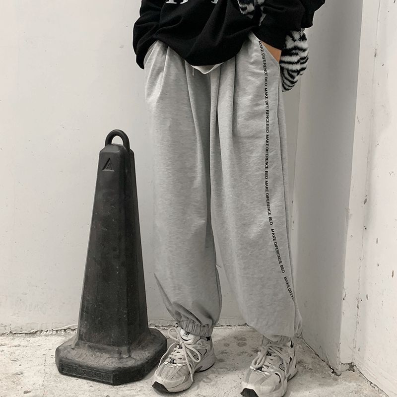 lettering fleece sweatpants
