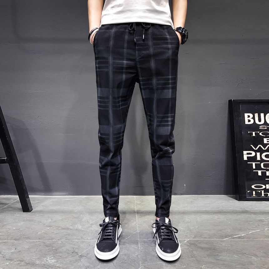 plaid slim fit pants