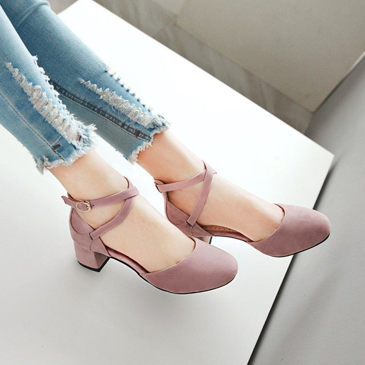 Cross-Strap Block Heel Pumps main image 0