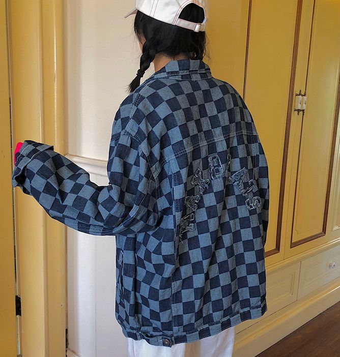 denim jacket checkerboard