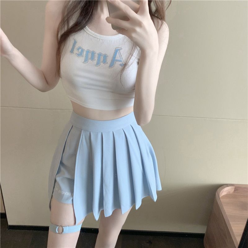 tank top and mini skirt