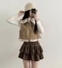 High Waist Plaid Ruffle Hem Tiered Skirt