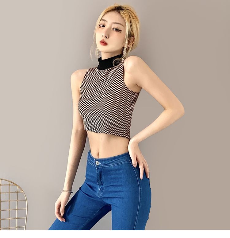 checkerboard halter top