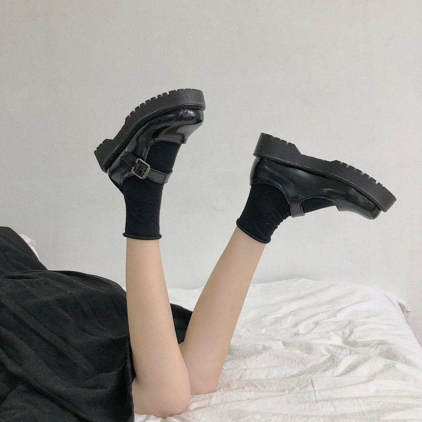 plain faux leather mary jane shoes