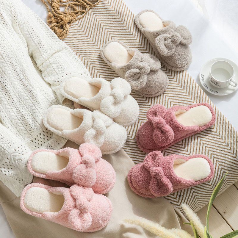 fluffy bow slippers