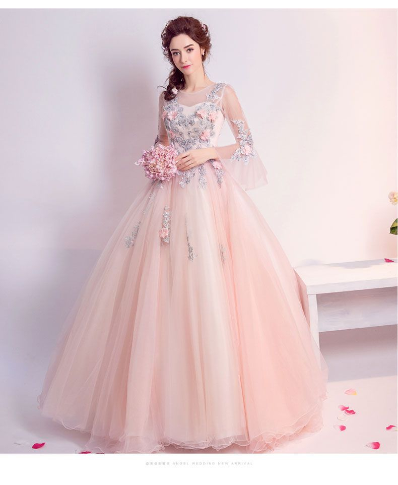 bell sleeve ball gown