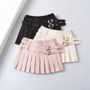 High Rise Plain Heart Buckled Pleated Mini A-Line Skirt