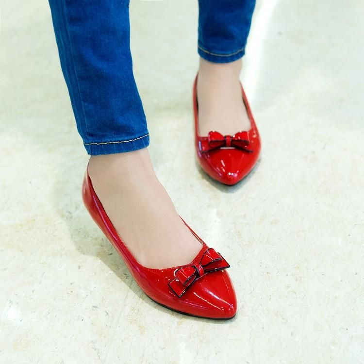 Shoes Galore Bow Accent Patent Flats | YesStyle