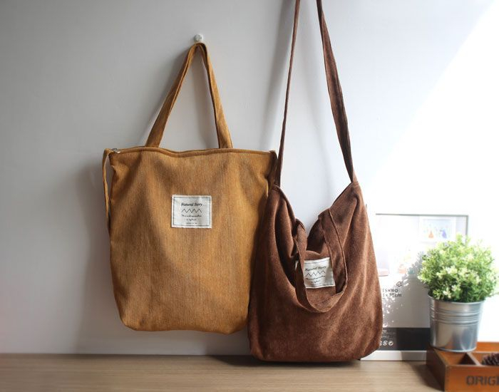 korean corduroy tote bag